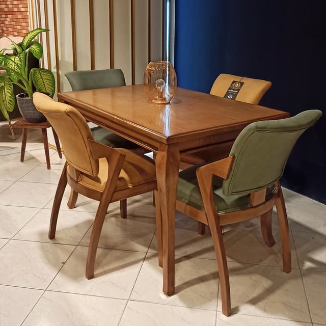 سرویس ناهار خوری چهار نفره مدل پیچک شامل میز و چهار صندلی