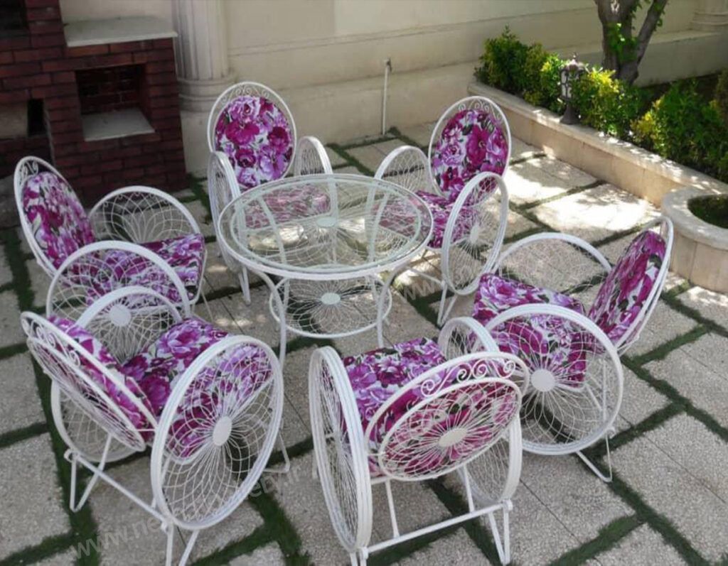 میز صندلی ناهار خوری شش نفره باغی مدل گلبرگ نقد و اقساط