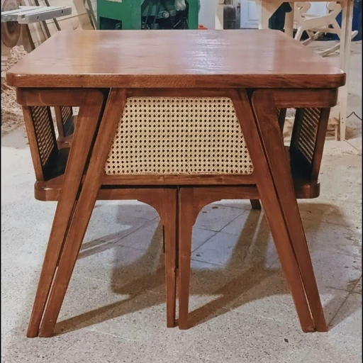 میز و صندلی ناهار خوری چهار نفره حصیری