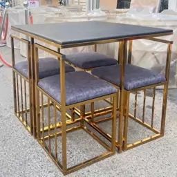 میز وصندلی ناهار خوری چهار نفره کم جا فلزی