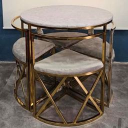 میز و صندلی ناهار خوری چهار نفره کم جا فلزی