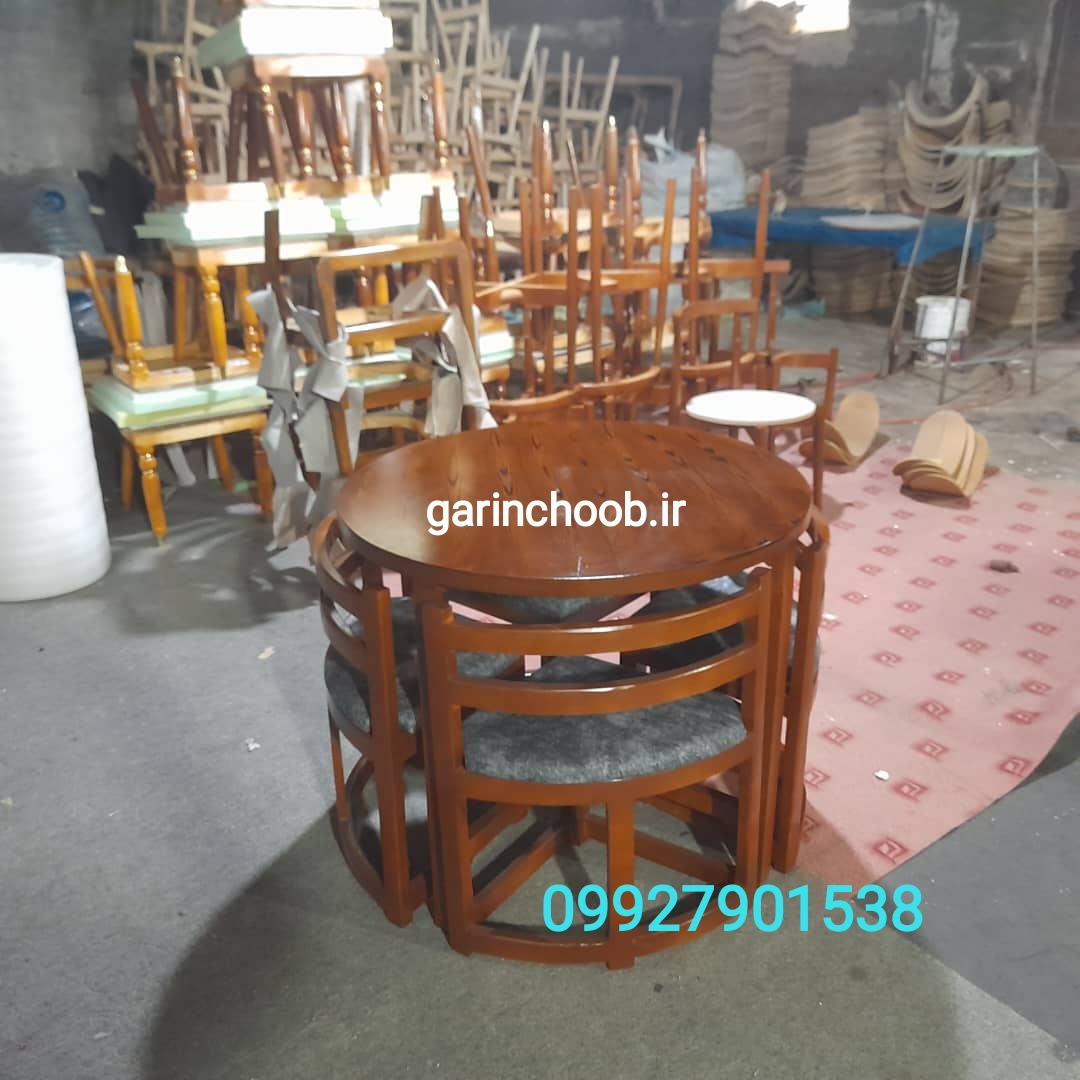 ست ناهارخوری کمجا گرد چهارنفره رنگ‌بندی ب انتخاب مشتری