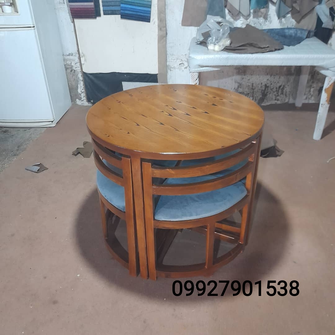ست ناهارخوری کمجا گرد چهارنفره رنگ‌بندی ب انتخاب مشتری