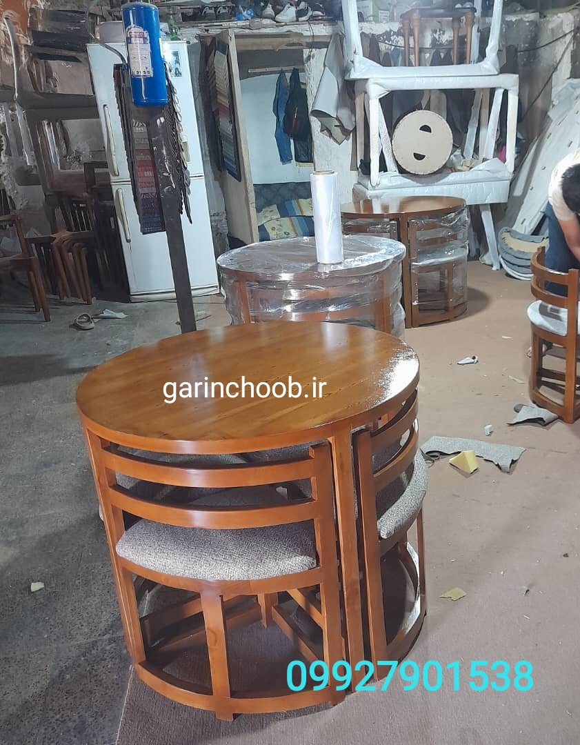 ست ناهارخوری کمجا گرد چهارنفره رنگ‌بندی ب انتخاب مشتری