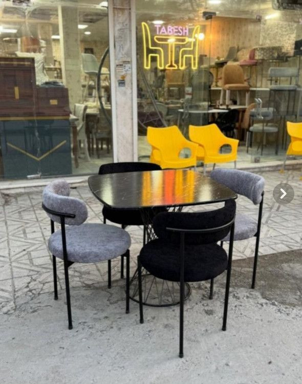 میز و صندلی ناهار خوری چهار نفره تدی فلز استاتیک کوره ای